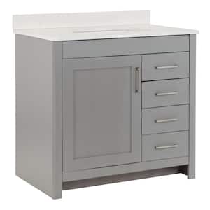 Westcourt 31 in. W x 22 in. D x 39 in. H Single Sink Bath Vanity in Sterling Gray with Pulsar Stone Composite Top