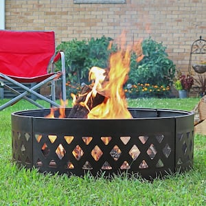 36 in. Dia Round Steel Crossweave Wood Burning Campfire Ring
