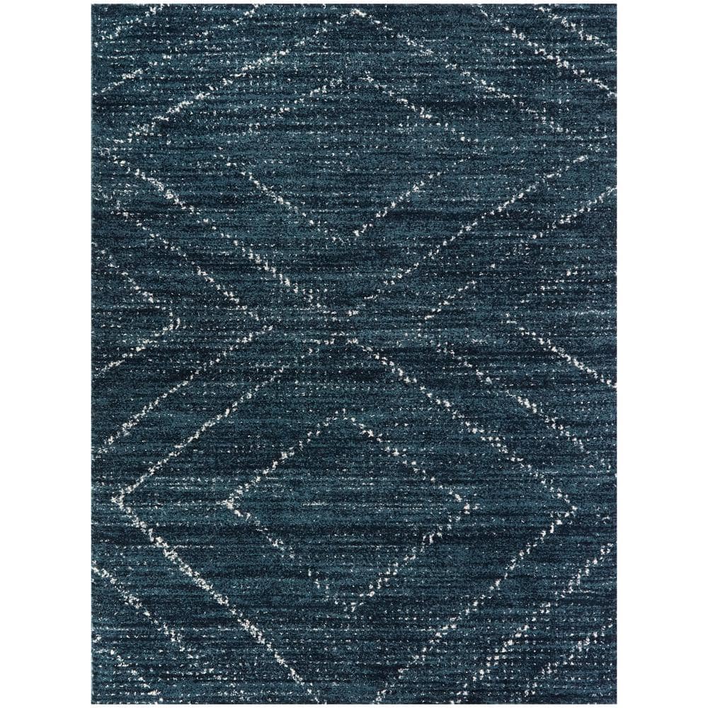 Sienna Dark Blue Geometric Synthetic 8' x 10' Area Rug