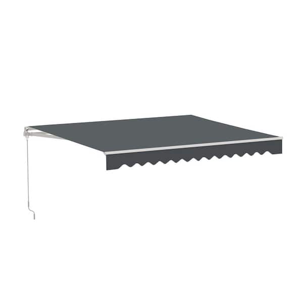 10 ft. x 8 ft. Feet Retractable Home Patio Canopy Awning Grey