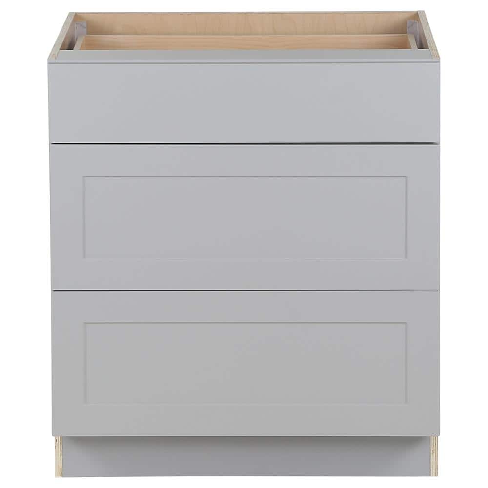 Hampton Bay Cambridge Gray Shaker Assembled Base Cabinet with 3-Soft Close Drawers (30 in. W x 24.5 in. D x 35 in. H) -  CA3035D-KG
