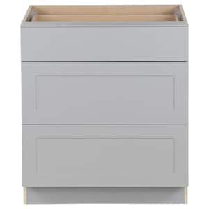 Cambridge Gray Shaker Assembled Base Kitchen Cabinet with 3-Soft Close Drawers (30 in. W x 24.5 in. D x 34.5 in. H)