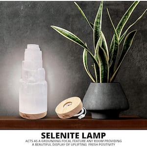 WBM 9 in. Crystal Selenite LED Lamp with USB Port (6-8 lbs.)