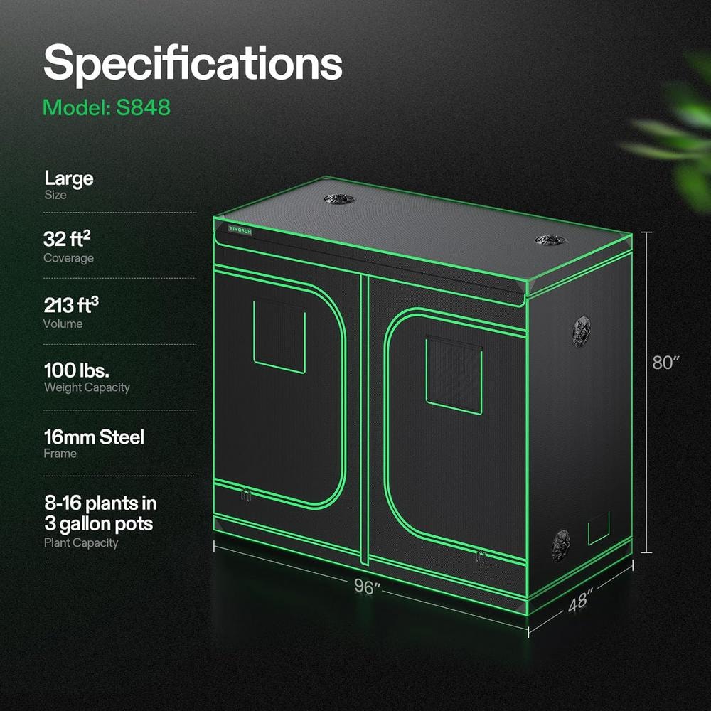 VIVOSUN 4 ft. x 8 ft. Green Hydroponic Grow Tent with Mylar Walls