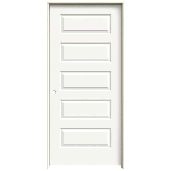 JELD-WEN 36 in. x 80 in. Rockport White Painted Right-Hand Smooth Molded Composite Single Prehung Interior Door