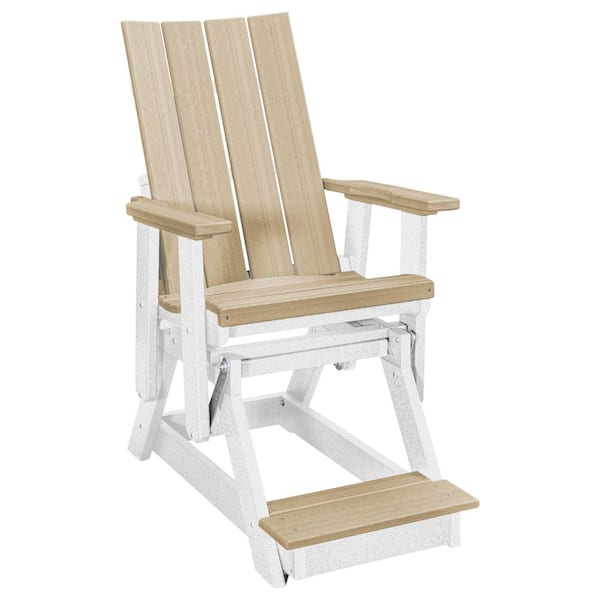 Brandon Series White 27 in. 1 Person High Density Polyethylene Plastic Outdoor Balcony Height Glider