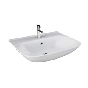 Eden 450 Wall-Mount Sink in White with 1 Faucet Hole