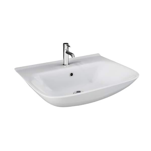 Barclay Products Eden 450 Wall-Mount Sink in White with 1 Faucet Hole