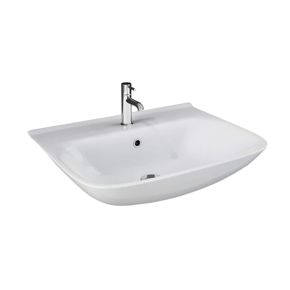 Eden 650 Wall-Hung Sink in White with 4 in. Centerset Faucet Holes -  Barclay Products, 4-1224WH