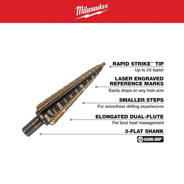 Milwaukee Cobalt Step Bit Kit (3-Piece) 48-89-9291 - The Home Depot