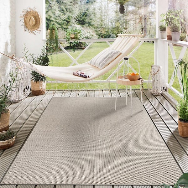 World Rug Gallery Patio 8 X 10 (ft) Braided Gray Indoor/Outdoor