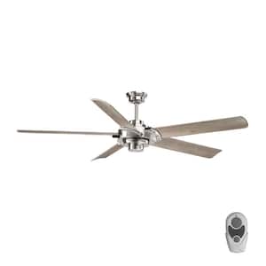 Ellwood 68 in. Indoor Brushed Nickel Coastal Ceiling Fan with Remote Included for Great Room and Living Room