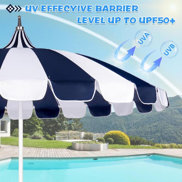 8 ft. Pagoda Outdoor Market Umbrella in Blue