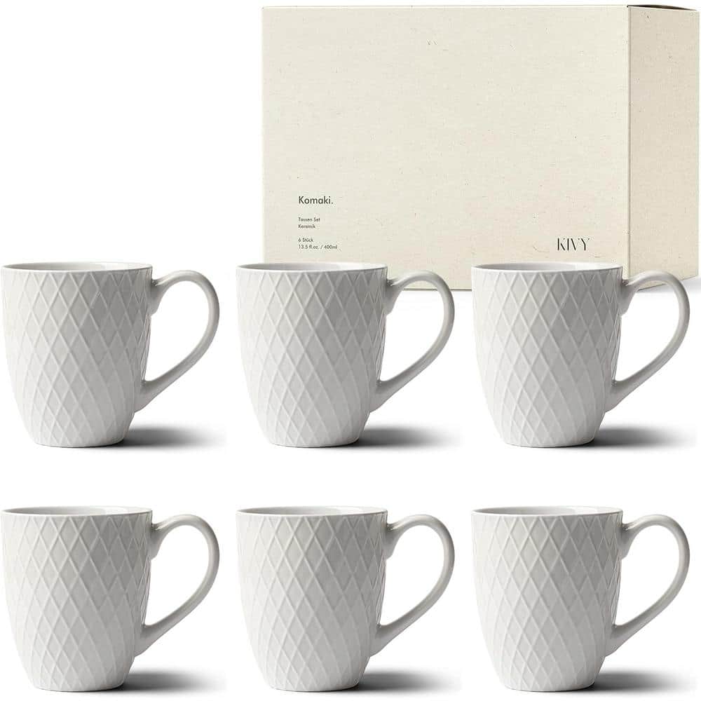 Aoibox 17 oz. Ceramic Large Coffee Mugs for Party, Tea Mugs Best for All Occasions, White, Set of 6