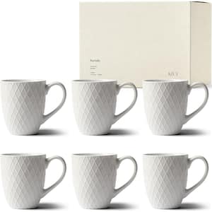12 oz. Large Ceramic Coffee Mugs with Big Handle for Tea, Set of 6, White
