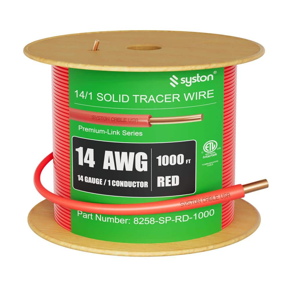 Syston Cable Technology 1000 ft. Red 14 AWG 600-Volt Solid CU Direct ...