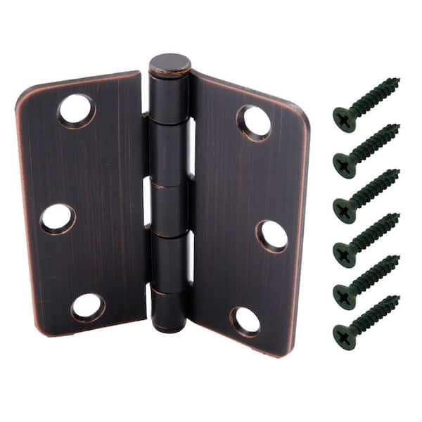 Everbilt 3 in. x 1/4 in. Radius OilRubbed Bronze SqueakFree Door Hinge 28386 The Home Depot