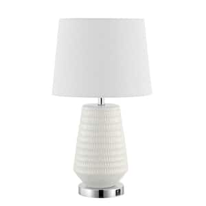 Stark 20 .5 in. White Table Lamp with USB Port