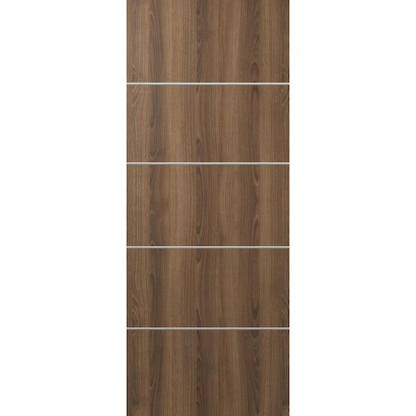 Optima 4H 24 in. x 80 in. No Bore Solid Composite Core Pecan Nutwood Composite Wood Interior Door Slab