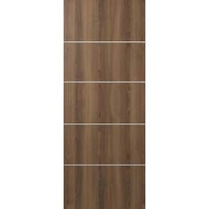 Optima 4H 30 in. x 80 in. No Bore Solid Composite Core Pecan Nutwood Composite Wood Interior Door Slab