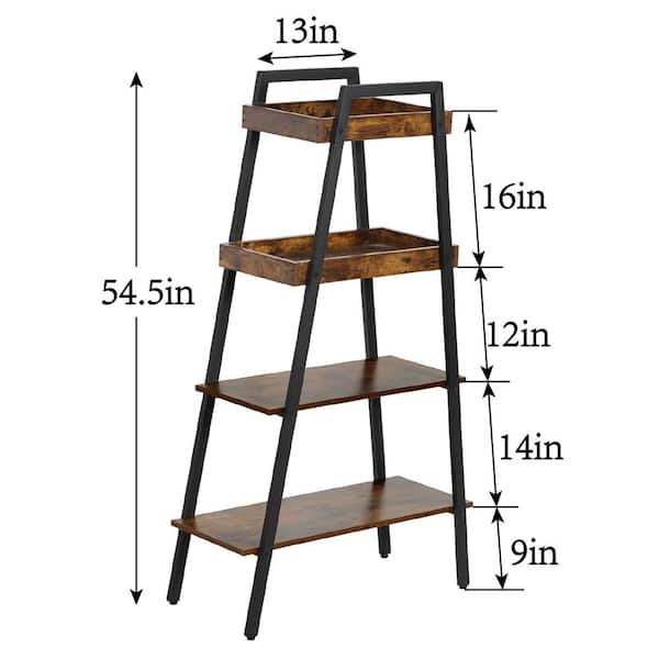 VECELO 4-Tier Ladder Corner Storage Shelf with Metal Frame, Multipurpo