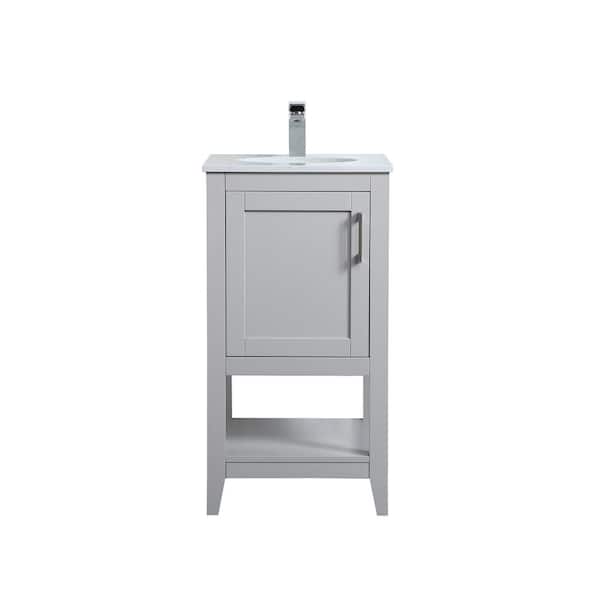 Unbranded Simply Living 18 in. W x 19 in. D x 34 in. H Bath Vanity in Grey with Calacatta White Engineered Marble Top
