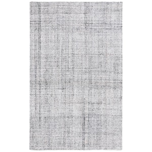 Abstract Light Gray 4 ft. x 6 ft. Plaid Marle Area Rug