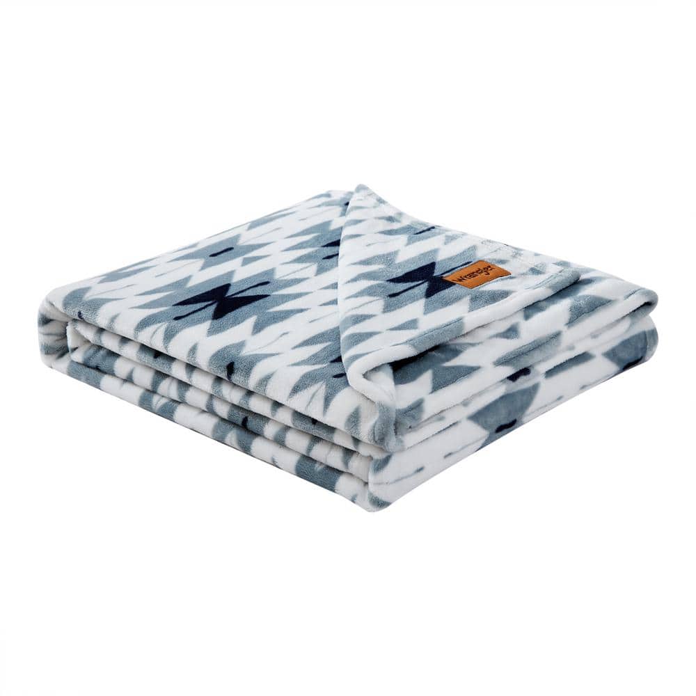 50" x 70" Geometric Gray Fleece Reversible Throw Blanket