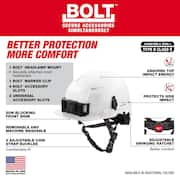 BOLT White Type 2 Class E Front Brim Non-Vented Safety Helmet