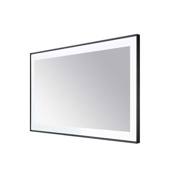 Lexington 60 in. W x 36 in. H Rectangular Framed Wall Mount Bathroom Vanity Mirror in Matte Black LED Lighted Defogger
