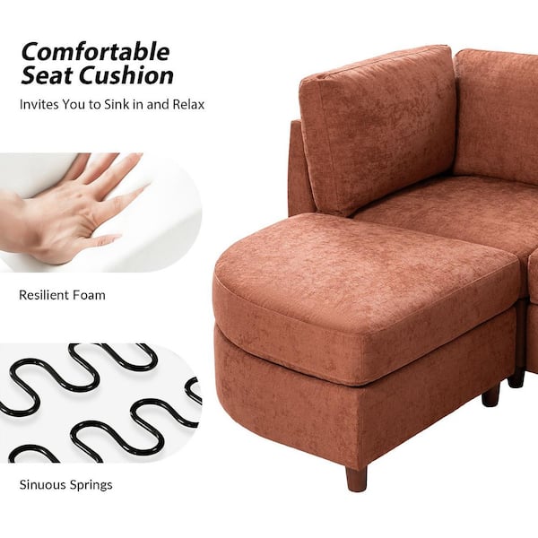JAYDEN CREATION Gianna 125 in. Slope Arm Polyester Modular Modern