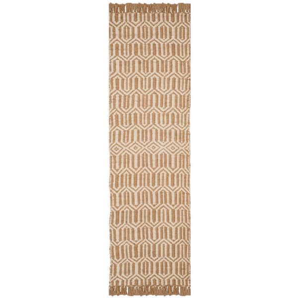 SAFAVIEH Natural Fiber Beige/Ivory 2 ft. x 6 ft. Geometric Runner Rug