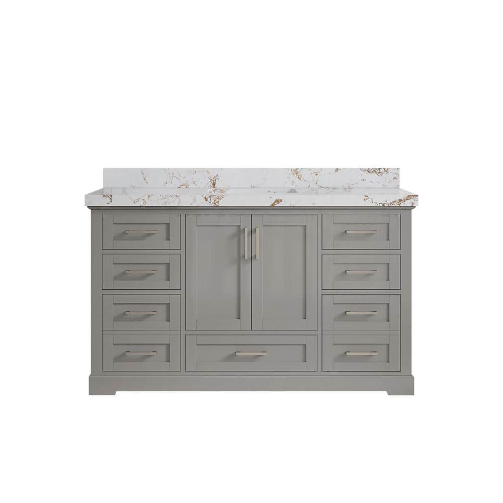 Boston 60 in. Single Sink Freestanding Elephant Gray Bath Vanity with Viola Gold Qt. Top Unassembled price history on PriceWatchPro