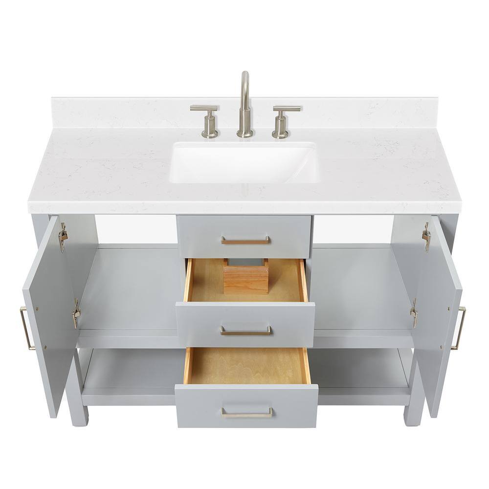 Bayhill 48" Gray Wood Single Vanity with Quartz Top