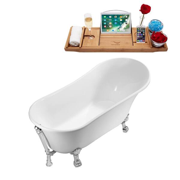 59.1 in. Acrylic Clawfoot Non-Whirlpool Bathtub in White 59.1 in. Acrylic Clawfoot Non-Whirlpool Bathtub in White
