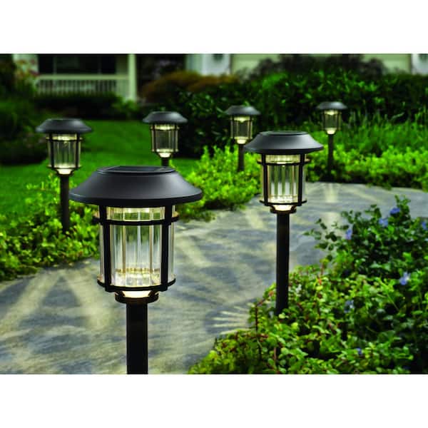 Hampton Bay 10 Lumens Bronze LED Outdoor Solar Path Light (6-Pack)