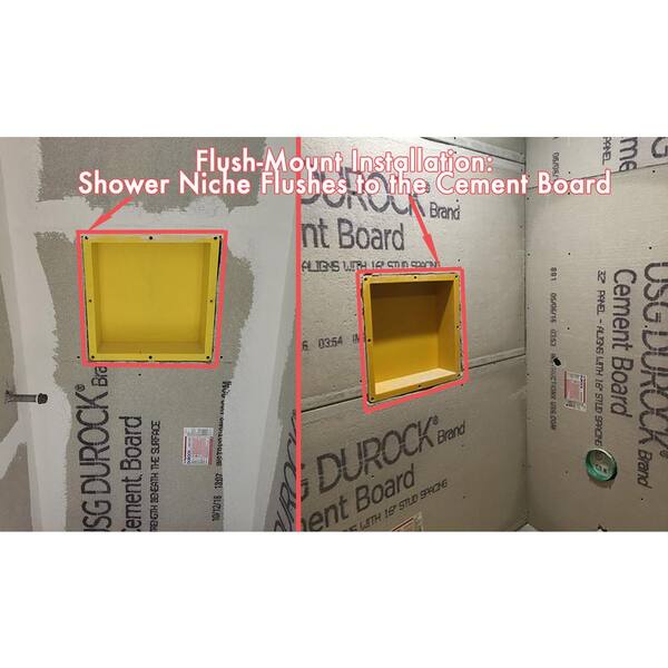 Flush Mount Installation 16 in. x 20 in. x 4 in. ABS Double Bathroom Recessed Shower Niche Shelf For Shampoo Storage Flush Mount Installation 16 in. x 20 in. x 4 in. ABS Double Bathroom Recessed Shower Niche Shelf For Shampoo Storage
