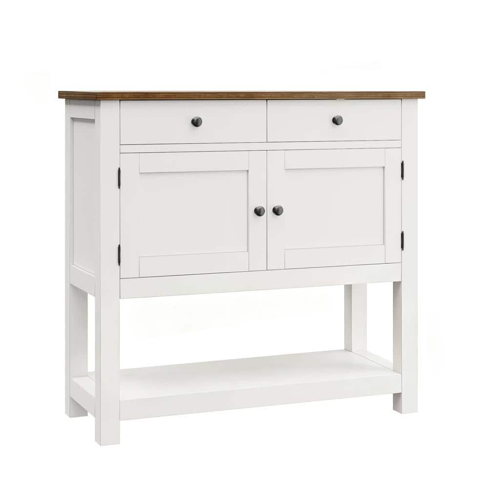 35 in. W White Farmhouse Wood Console Table with Storage price history on PriceWatchPro