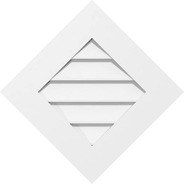 Ekena Millwork 38 in. x 38 in. Diamond Surface Mount PVC Gable Vent: Decorative with Standard Frame