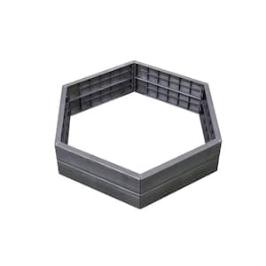 43.5 in. W x 43.5 in. L x 10 in. H Anthracite Hexagonal Plastic Modular Raised Bed