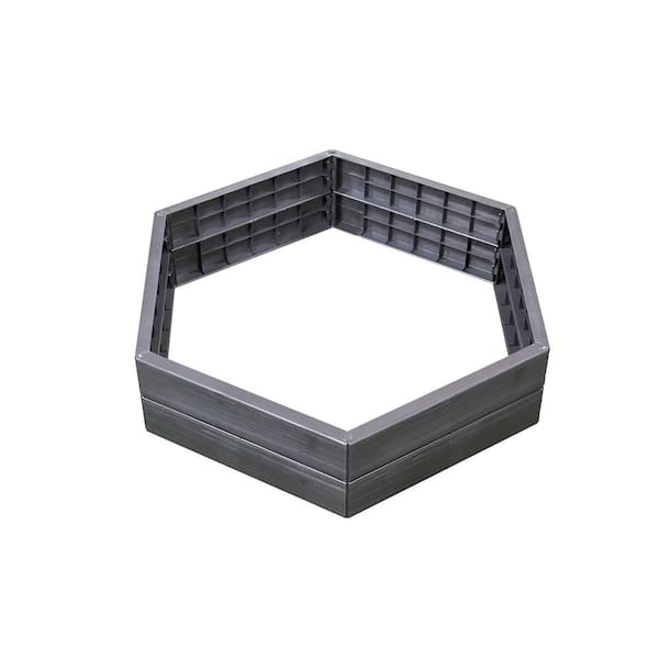 Exaco 43.5 in. W x 43.5 in. L x 10 in. H Anthracite Hexagonal Plastic Modular Raised Bed
