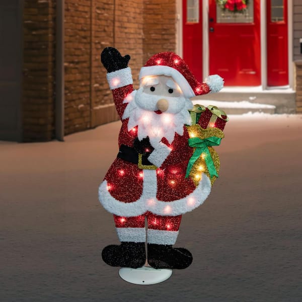 Store Christmas Outdoor LED Décor of 8ft Tall Santa Claus Standing with a North Pole