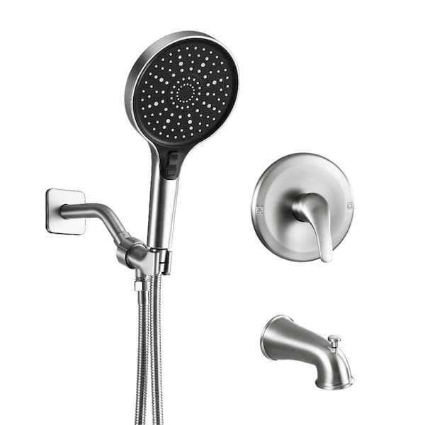 Single Handle 2-Spray Tub and Shower Faucet 1.6 GPM With tub Spout in Brushed Nickel（Valve Included）
