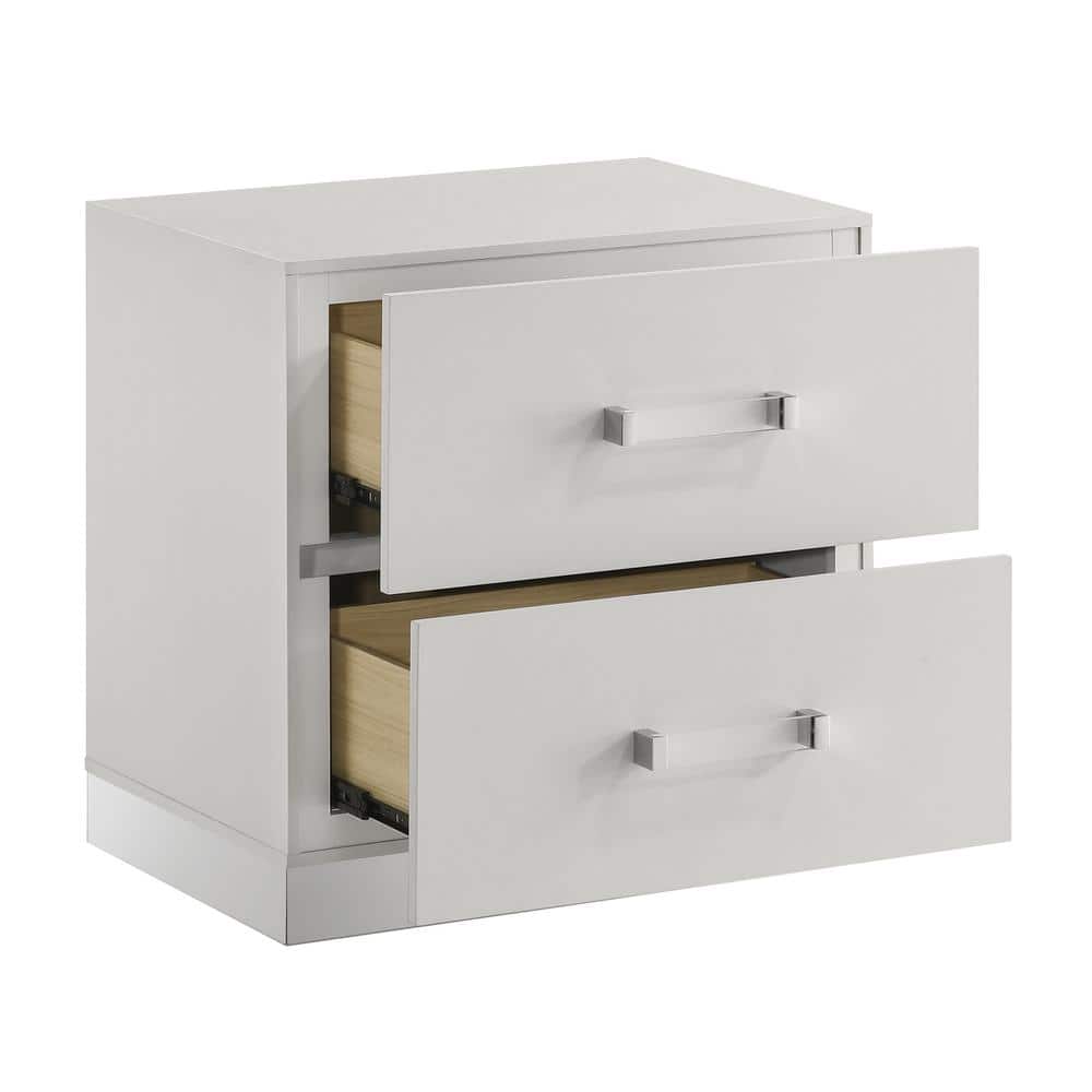 Europa White Queen Panel Bed Set with Dresser, Mirror, Nightstands