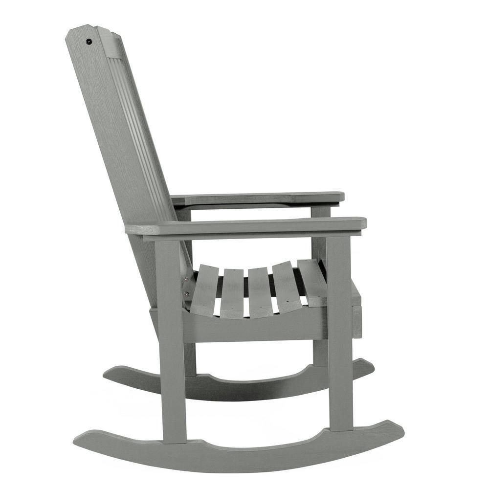 Coastal Teak Gray Outdoor Rocking Chair with Arms