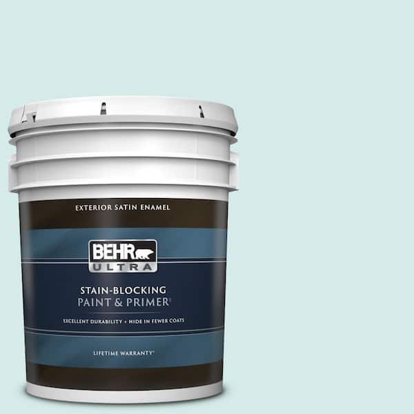 BEHR ULTRA 5 gal. Home Decorators Collection #HDC-MD-23 Ice Mist Satin Enamel Exterior Paint & Primer