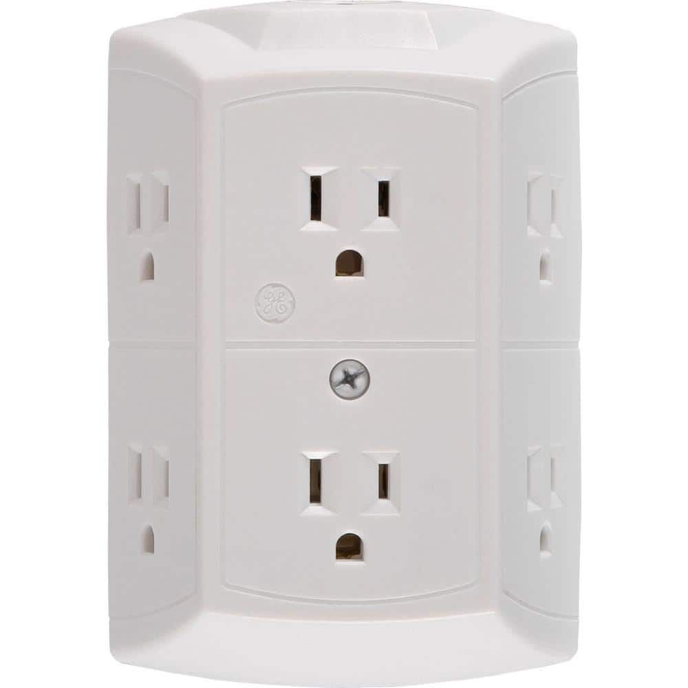 GE White 6-Outlet Wall Mounted Tap with Reset Button