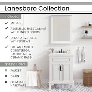 23.62 in. W x 20.5 in. D x 33.46 in. H Lanesboro Vanity Cabinet with Sink, 2 Doors, White Cabinet