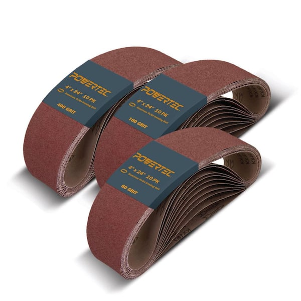 4 in. x 24 in. Sanding Belts Assortment, 10 Each of 60/100/400 Grits, Aluminum Oxide for Makita Belt Sander (30-Pack)