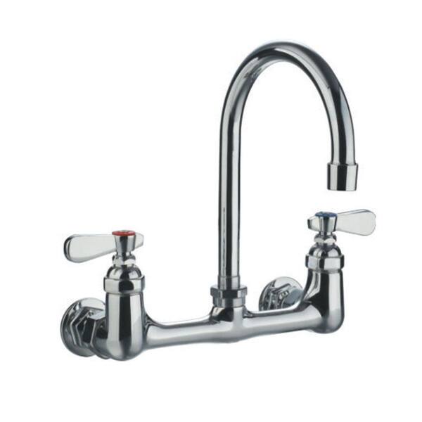 Whitehaus Collection 8 in. Widespread 2-Handle Wall-Mount Utility Faucet in Polished Chrome